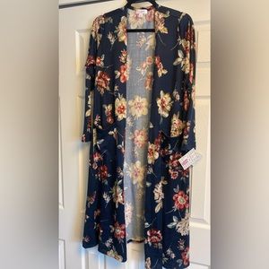 NWT Size Medium Duster Cardigan with Pockets Floral with navy blue